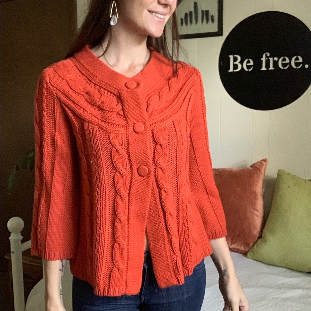 💛 CATO burnt orange knit 3 button cardigan